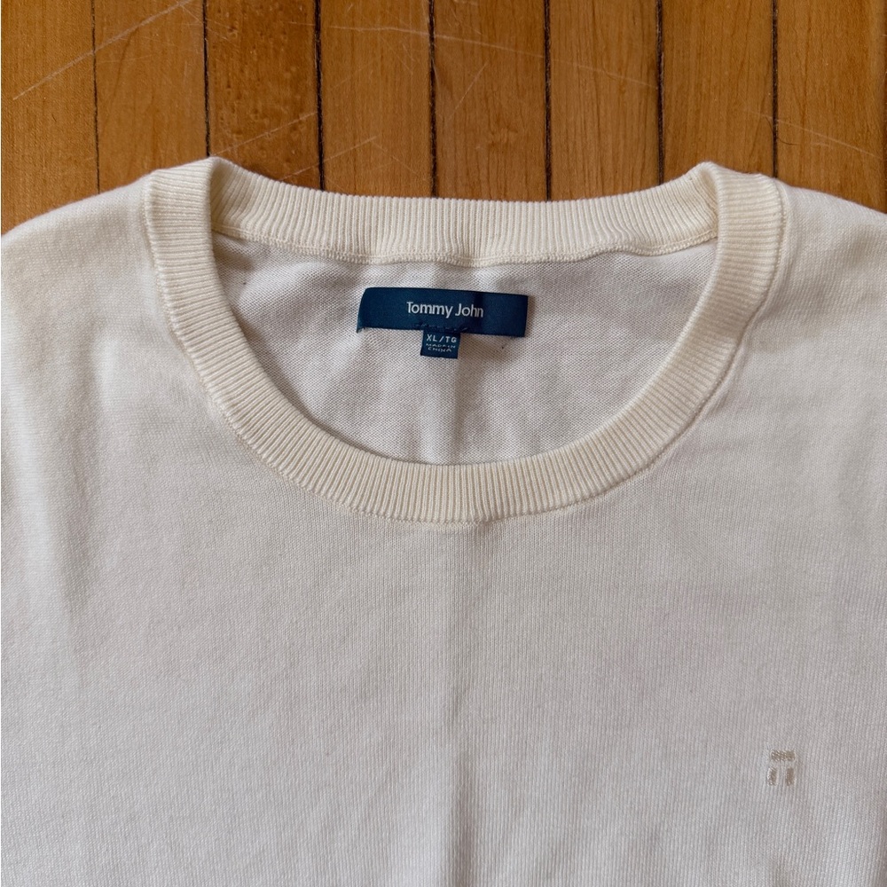 NWOT Tommy John Second Skin Crewneck Ivory Knit Sweater Men's Sz. XL - Picture 4 of 6